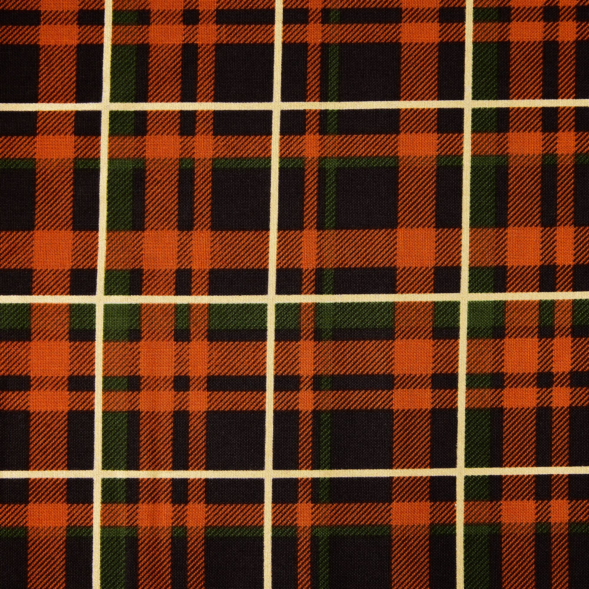 Fabric Traditions Fall Brown Plaid Glitter Cotton Fabric